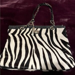 Donna Karan Calf Hair Black and White Zebra Shoulder Bag—RARE